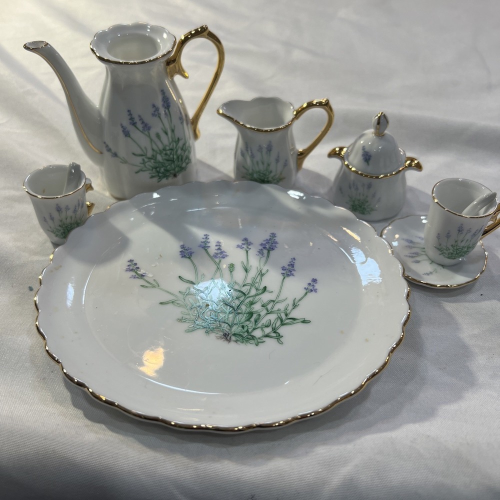 10 Piece - vintage miniature porcelain/ceramic‎ tea set- doll tea set*1